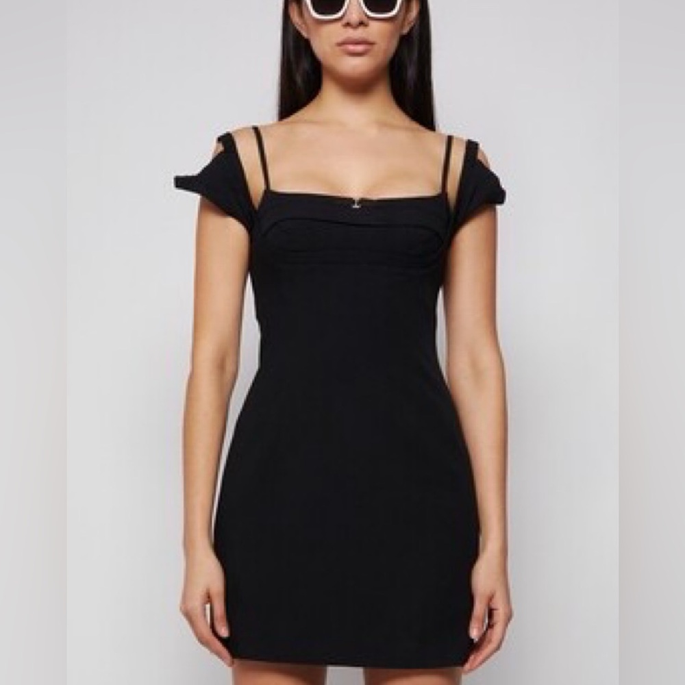 Jacquemus La Robe Kibo Black Linen Cutout Corset Bustier Sleeveless Mini Dress - Picture 11 of 11